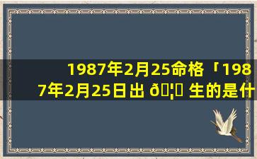 1987年2月25命格「1987年2月25日出 🦍 生的是什么星座」